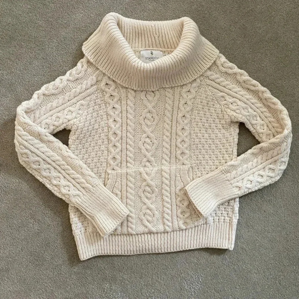 NWOT Authentic Irish Aran Fisherman Wool Cowl Cable Sweater from Standun Spiddal